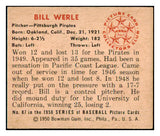 1950 Bowman Baseball #087 Bill Werle Pirates EX-MT 491286