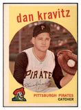 1959 Topps Baseball #536 Danny Kravitz Pirates VG 491326