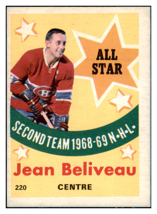 1969 O Pee Chee Hockey #220 Jean Beliveau A.S. Canadiens NR-MT 491470