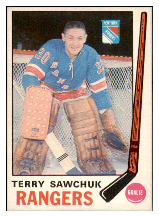 1969 O Pee Chee Hockey #189 Terry Sawchuk Rangers EX-MT 491476