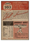 1953 Topps Baseball #203 Cliff Fannin Browns VG 491752