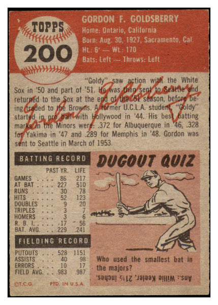 1953 Topps Baseball #200 Gordon Goldsberry Browns EX-MT 491755