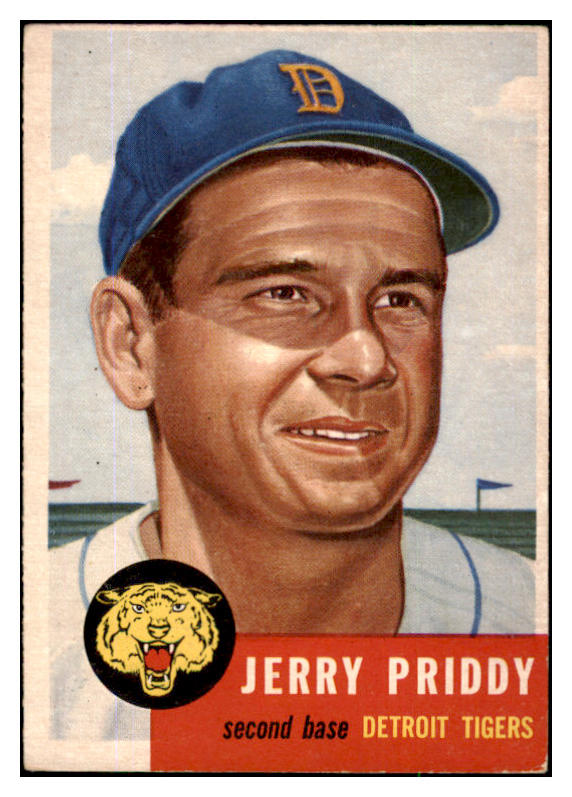 1953 Topps Baseball #113 Jerry Priddy Tigers EX-MT 491817