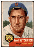 1953 Topps Baseball #072 Fred Hutchinson Tigers Good 491845