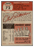 1953 Topps Baseball #072 Fred Hutchinson Tigers Good 491845