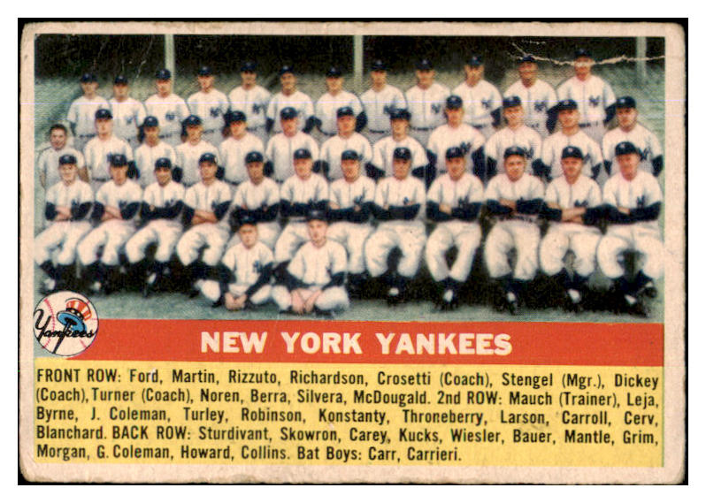 1956 Topps Baseball #251 New York Yankees Team VG 491896
