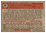 1952 Topps Baseball #218 Clyde McCullough Pirates GD-VG 491920