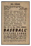 1952 Bowman Baseball #051 Gil Coan Senators EX-MT 491980