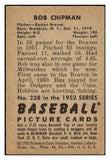 1952 Bowman Baseball #228 Bob Chipman Braves EX 492163