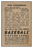 1952 Bowman Baseball #234 Fred Fitzsimmons Giants EX 492169