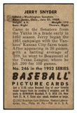 1952 Bowman Baseball #246 Jerry Snyder Senators VG-EX 492175