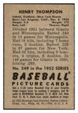 1952 Bowman Baseball #249 Hank Thompson Giants EX-MT 492178