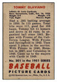 1951 Bowman Baseball #301 Tommy Glaviano Cardinals VG-EX 492186