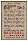 1951 Bowman Baseball #288 Bobby Adams Reds VG-EX 492187