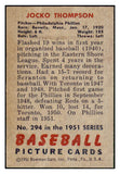 1951 Bowman Baseball #294 Jocko Thompson Phillies EX-MT 492196