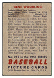 1951 Bowman Baseball #219 Gene Woodling Yankees Fair 492199