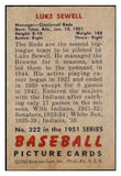 1951 Bowman Baseball #322 Luke Sewell Reds VG-EX 492204