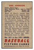 1951 Bowman Baseball #321 Earl Johnson Tigers EX 492208