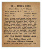 1948 Bowman Baseball #020 Buddy Kerr Giants EX 492245