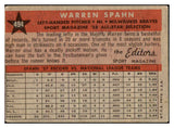 1958 Topps Baseball #494 Warren Spahn A.S. Braves VG 492302