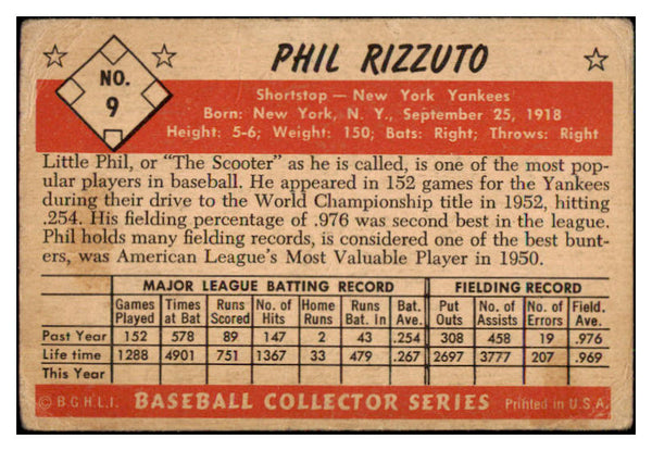 1953 Bowman Color Baseball #009 Phil Rizzuto Yankees Good 492340
