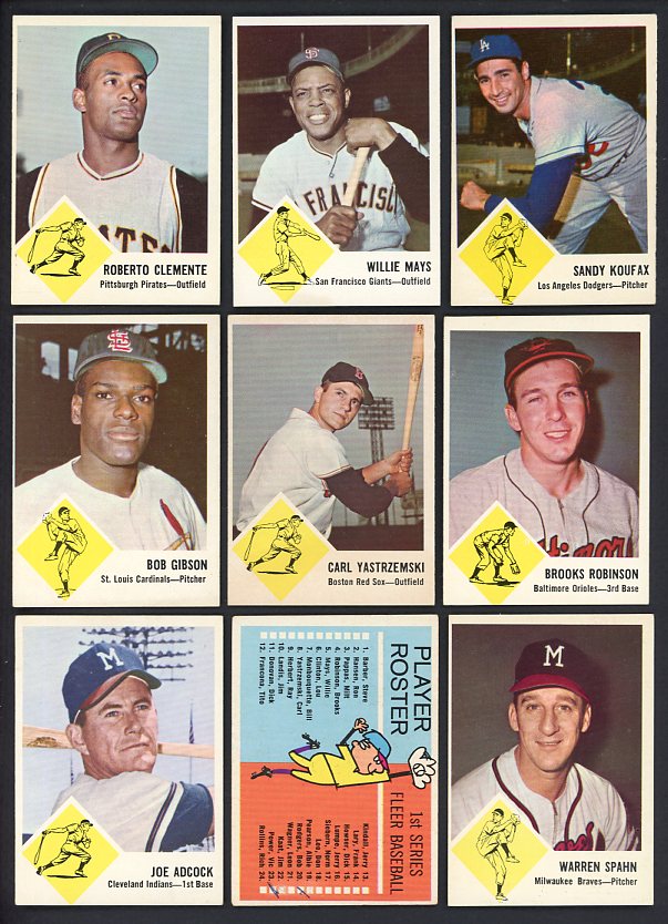 1963 Fleer Baseball Set EX-MT Clemente Mays Koufax Spahn 492494