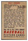 1951 Bowman Baseball #043 Billy Demars Browns VG-EX 492538
