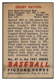 1951 Bowman Baseball #047 Grady Hatton Reds EX 492541