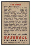 1951 Bowman Baseball #064 Bill Werle Pirates EX 492553