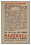 1951 Bowman Baseball #096 Sandy Consuegra Senators VG-EX 492583
