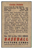 1951 Bowman Baseball #101 Owen Friend Browns VG-EX 492588