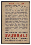 1951 Bowman Baseball #108 Virgil Stallcup Reds EX 492595