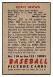 1951 Bowman Baseball #110 Bobby Brown Yankees VG 492597