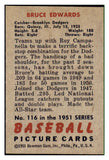 1951 Bowman Baseball #116 Bruce Edwards Dodgers EX-MT 492603