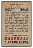 1951 Bowman Baseball #117 Eddie Miksis Dodgers EX-MT 492604