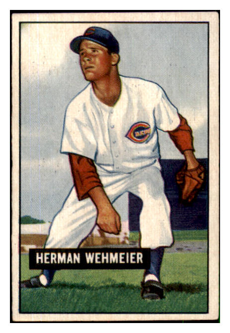1951 Bowman Baseball #144 Herm Wehmeier Reds EX-MT 492624