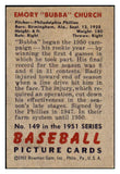 1951 Bowman Baseball #149 Bubba Church Phillies EX 492629