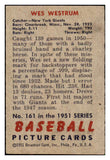 1951 Bowman Baseball #161 Wes Westrum Giants EX-MT 492640