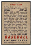 1951 Bowman Baseball #171 Buddy Kerr Braves EX 492649