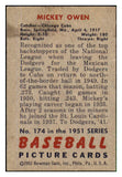 1951 Bowman Baseball #174 Mickey Owen Cubs EX 492652