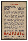 1951 Bowman Baseball #178 Ted Gray Tigers EX-MT 492655