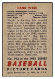 1951 Bowman Baseball #192 Hank Wyse Senators EX-MT 492666