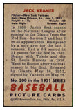 1951 Bowman Baseball #200 Jack Kramer Yankees EX-MT 492671