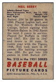 1951 Bowman Baseball #213 Neil Berry Tigers EX-MT 492683