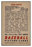 1951 Bowman Baseball #214 Bob Swift Tigers EX-MT 492684