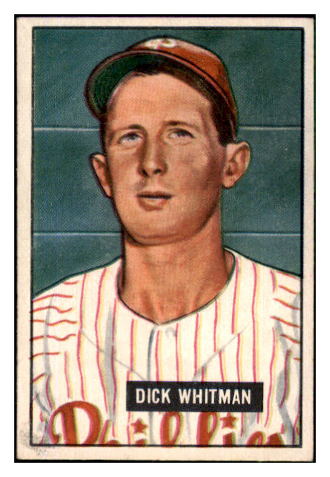 1951 Bowman Baseball #221 Dick Whitman Phillies EX 492688