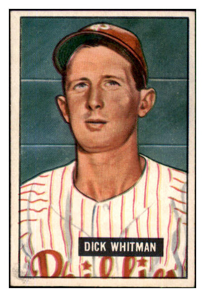 1951 Bowman Baseball #221 Dick Whitman Phillies EX 492688