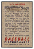 1951 Bowman Baseball #221 Dick Whitman Phillies EX 492688