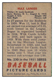 1951 Bowman Baseball #230 Max Lanier Cardinals EX-MT 492694