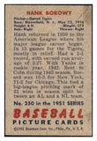 1951 Bowman Baseball #250 Hank Borowy Tigers EX-MT 492712